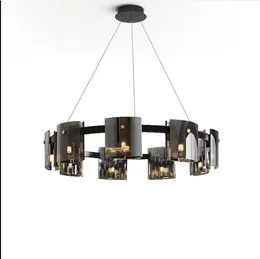 Nowoczesne luksusowe żyrandole LED oświetlenie bursztynowe szklane szklane lampa wisząca jadalnia salon sypialnia opraw oświetleniowe lampy wisiorki