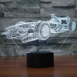 Creative Racing Car 3D светодиодная настольная лампа для спальни детской комнаты