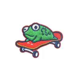 Skateboarding Frog Embroidered Patches Sewing Notions For Clothing Iron On Cartoon Animal Custom Patch
