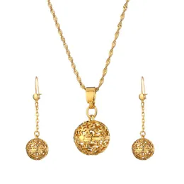 Orecchini Collana Set di gioielli con sfera a stella cava in oro africano per le donne Ciondolo etiope Ornamenti nuziali arabi GioielliOrecchini