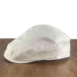 Primavera Uomo Lino Berretti traspiranti Estate Retro Giornale Venditore Cappellini Donna Uomo Blu Ivy Cap Peak Pittore Berretti Driver Berretto piatto NZ289 J220722