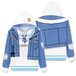 Herrtröjor tröjor vtuber hololive USADA pekora cosplay hoodie hooded pullover tröja män kvinnor casual streetwear coat jackeme