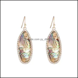 Charm Fashion Acrylic Abalone Shell Paper Charms örhängen Rhinstone Gold Color Dangle Brincos Pendientes Brand Jewelry Women Yydhome Dhsh7