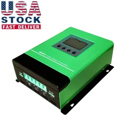 USA Warehouse Auto Detect DC12/24/48V 60A MPPT Solar Charge Controller Battery High Converting Efficiency Three Stage Control Charge System PV 0-150V Cooling Fan