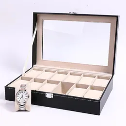 Bekijk dozen Cases 5/6/10/12 Grids Handmade Box Clock Time Case voor HoldingWatch