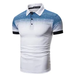 Mens Fashion Print Short Sleeve Lapel Collar Polo Shirt Casual Pullover Tee Tops 220704