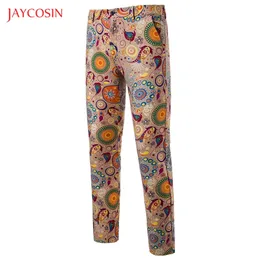 Calça de moda masculina de joycosin Autumn Casual Men Troushers Print Floral Khaki Straight Zipper calça calça as calças de calça Wild 201128