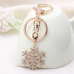 Keychains 1PCS Doreen Box Christmas Snowflake Keychain & Key Ring Golden Clear Rhinestone Accessories Gifts 10.7 X 3cm Fred22