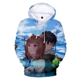 Męskie bluzy bluzy The Rising of Shield Hero 3d Printed Anime Harajuku bluza mężczyzna Kobiet Kobiety z kapturem z kapturem mody streetwear