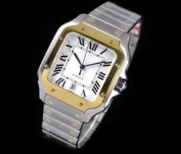 Die königliche klassische Herren-Luxus-Quadratuhr Geneve aus echtem Edelstahl mit mechanischem Uhrengehäuse und modischem Armband