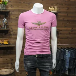 Big Brand Logo Design Men's T-Shirts 2022 Summer Popular New Mercerized Cotton Short Sleeve Letter Embroidery Slim Tees Pink Blue Black White Clothing Top M-5XL