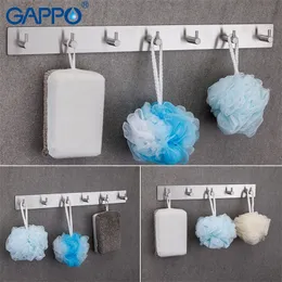 Gappo Robe Hooks 5 Hook Hook Stains Stains Stains Hound Wall Tower حامل الحمام جدار الجدار متعدد الوظائف شماعات T200319