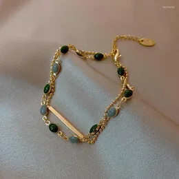 2pcs/conjunto Moda Green Color Bads Star Startyer Bracelets Bracelets Set for Women Charm Party Jewelry Gif Vintage Bracelet Link Chain