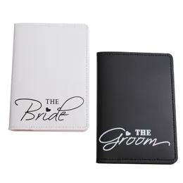 DHL120sets Set porta carte da donna PU The Bride Groom Letter 4 pezzi set Travel Short Passport Cover Etichetta bagaglio