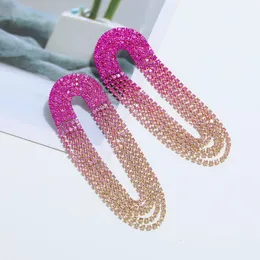 Dangle & Chandeliertrendy New Trend women's Rhinestone Claw Chain Tassel Pendant Earrings Temperament Dinner Party Earrings Jewelry