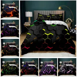 Геометрическая одеяла набор набор многоцветных сотовых шестигранных постельных принадлежностей Тема металлическая текстура дизайн Qulit