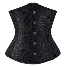 Sexy Corset Underbust Printing Bustiers Slimming Belt Body Shaper Up Boned Overbust Waist Women Costumes Black Plus Size S6XL 220615