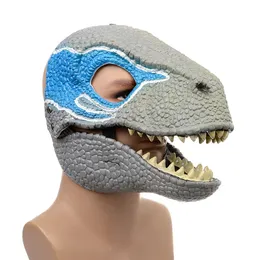 Maski imprezowe Dinosaur World Mask z otwierającą szczękę Tyrannosaurus Rex Halloween Cosplay Costume Kids Carnival Props Full Head Helmet 220826