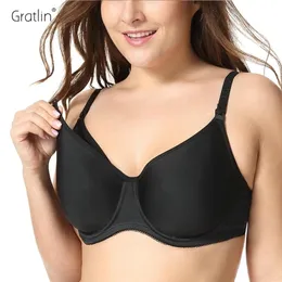 Gratlin Womens acolchoado Underwire Support Full Support Braing Bra Plus Size CH Cup 220621
