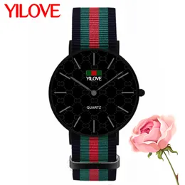 Men's Top Luxury Quality Fashion Watch Women's Nylon Watchband Sapphire Waterproof Clock 40mm Quartz Movement Round Dial Lovers Wristwatch