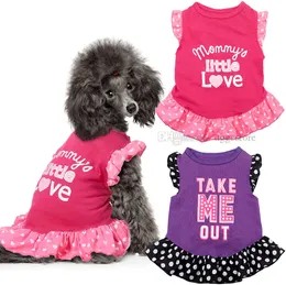 Vestidos de cão menina bonito feminino animais de estimação vestido cão vestuário mamãe camisa de cachorrinho cão de cachorro roupas de verão para cães e gatos atacado A330