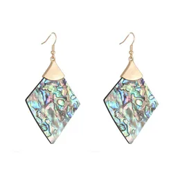 Dangle & Chandelier Geometric Rhombus Abalone Earrings Triangle White Shell Drop Point PU Leather Leopard Jewelry WholesaleDangle