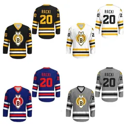 CEOTHR 20 Carl Racki Youngblood Movie Jersey Thunder Bay Bombers Movie Hockey Jerseys White Movie Jerseys Stitched Fast