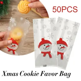 선물 랩 스노우맨 페스티벌 파티 투명한 크리스마스 쿠키 호의 가방 셀로판 포장 비닐 봉지 크리스마스 사탕 파우치 고프트