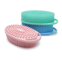 Peeling-Silikon-Körperwäscher, Dusch-Luffa, blau, rosa, grün, doppelseitige Badebürsten
