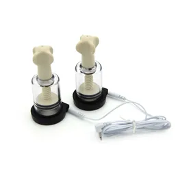 Electro Shock Pulse E-Stim Breast Enlarger Cup Nipple Enhancer Pump Sucker Cable Power Supply BDSM Bondage Stimulation sexy Toys