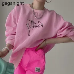 Gaganight puf uzun kollu kadınlar bahar sonbahar sweatshirt şık Koreli Vintage Lady Sulowers moda kızlar gevşek üstler 220811