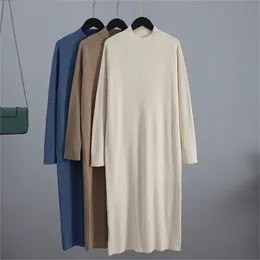 Gigogou överdimensionerade långa raka kvinnor maxi klänning höst vinter turtleneck tjock varm tröja klänningar pullover robe d ete femme t200911