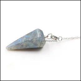 H￤nge halsband h￤ngsmycken hexagon pyramid pendum naturlig labradorite sten reiki 7 chakra cha dhnb4