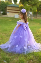 Flower Girl Dress Lilac Lavender First Birthday Toddler First Communion Little Bride Gown Bow