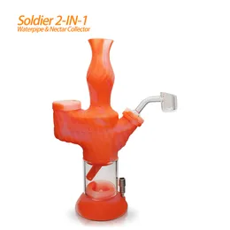 WaxMaid Retail Hookah Soldier 2 en 1 9 pulgadas Pipada de agua de silicona de vaso 6 colores mixtos 20pcs/cartón en EE. UU.