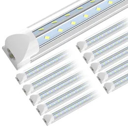 Jesled T8 LED -rörlampor D Formade 8 fot transparent lock 90W Cold White Integrated Tubes Light 10 Packs