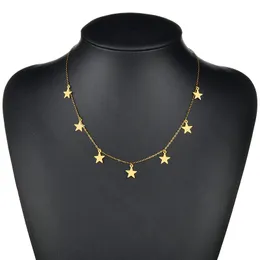 Nuova collana semplice e lucida con pentagramma, catena femminile con clavicola, maglione in acciaio inossidabile, stella geometrica marea