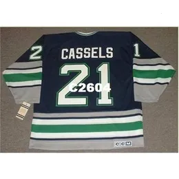 Chen37 Men #21 Andrew Cassels Whalers 1995 CCM Vintage Retro Hockey Jersey или Custom Любое имя или номер ретро -майки