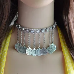 Chokers Gokemian Vintage Metal Coin Tassel Заявление о воротничках колье для женщин для женщин Индия Цыганская турецкая племенная вечеринка ювелирные ювелирные украшения