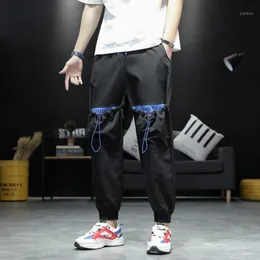 남자 측면 주머니화물 하렘 바지 2022 가을 힙합 캐주얼 남성 tatical Joggers 바지 패션 스트리트웨어