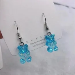 Einfache niedliche bunte bunte Acryltierbär Dangle Ohrringe für Mädchen Frauen Kinder Geburtstagsgeschenk Schöne Schmuck GC1026