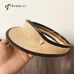 Fibonacci Fashion Summer Shat Women Raffia Sun Регулирование праздничное пляж -пляж женская короткая солома пустые верхние шапки широкие шляпы Oliv22