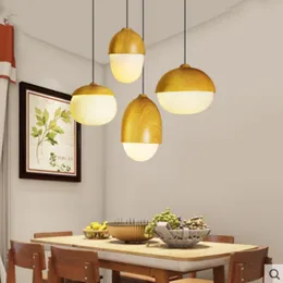Lâmpadas pendentes de personalidade clássica porca redonda luzes LEDs de madeira lâmpada moderna de ferro forjado para sala de estar decoração de decoração de decoração