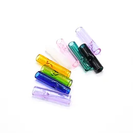 Glass Filter Tip Flat Round Mouth Smoking Accessories OD 8mm 12mm Length Approx 30mm 35mm Clear Colorful Holder With 2 Hills For Dry Herb Tobacco Cigarette Rolling