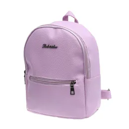 学校バッグスタイリッシュなミニスモールPUレザーバックパックカジュアルショッピングデイパイパックショルダーハンドバッグの女性10代の若者たち（紫）