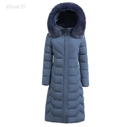 Qingwen Mors huva Cotton Quilted Winter Jacka Kvinnor Långt storlek Tjockjacka Fashion Warm Slim Parka Out Female Jacket L220725