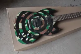 Guitarra elétrica da cor da bandeira militar de seis cordas, podemos personalizar vários estilos de guitarras