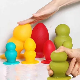 Nxy Anal Toys 4 Size Silicone Large Suction Cup Plug Sex Toy High Quality Anus Dildo Pull Bead Realistic Butt Masturbador Dilatador 220420