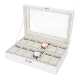 Scatole per orologi Custodie Slot Grid PU Leather Wrist Display Box Storage Holder Organizer Gift Case Bracciale Jewelry Dispay BoxWatch Hele22
