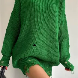 Jacuqeline O Neck Oversized Mini Knitted Women Sweater Dress Autumn Winter Long Sleeve Elegant Street Casual Loose Dresses 220316